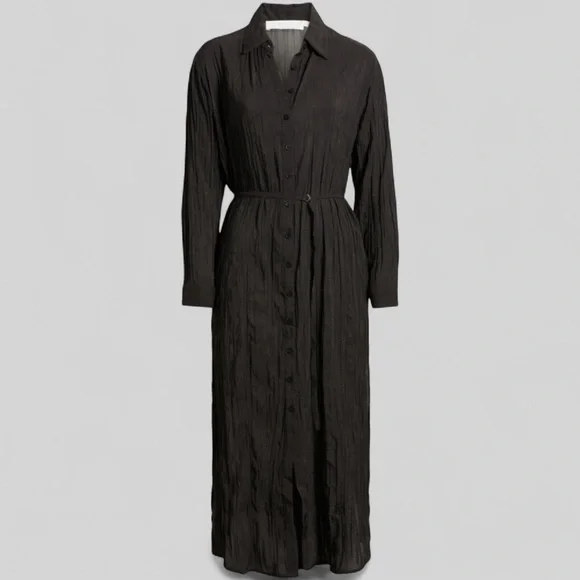 ASTR the Label Belted Long Sleeve Midi Shirtdress-Black size Small-NWT - Picture 4 of 12